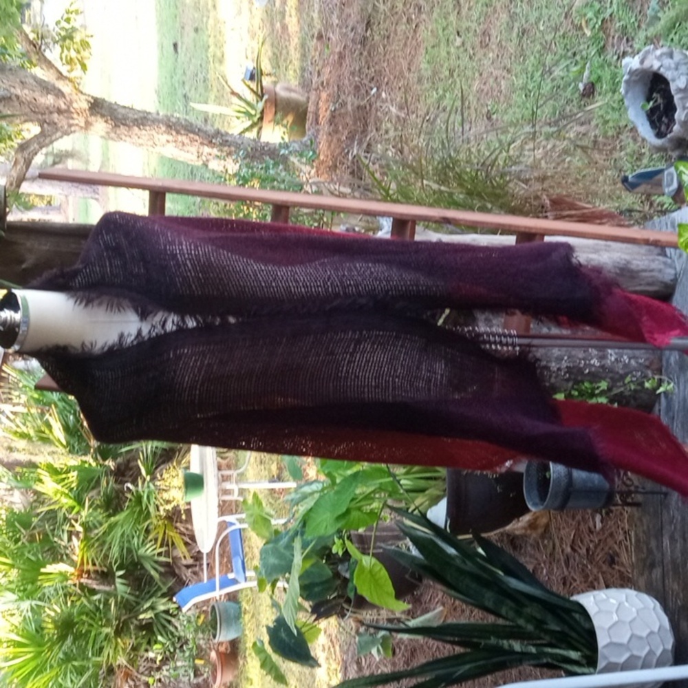Ombre waffle weave red and purple warm tone shoulder wrap